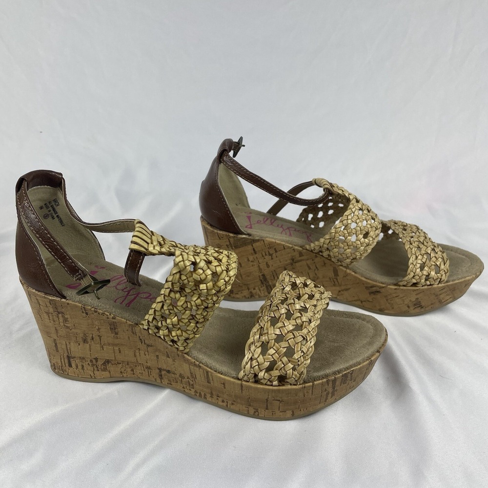 Jellypop Birch Tan Cork Wedge Sandals Open Toe Espadrille Size 9 NEW